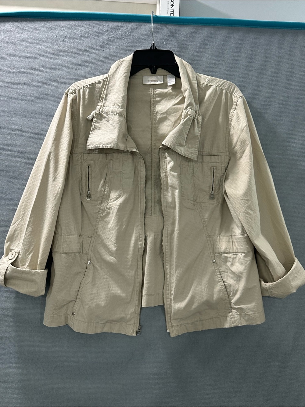 Chico's Lightweight Taupe Utility Jacket